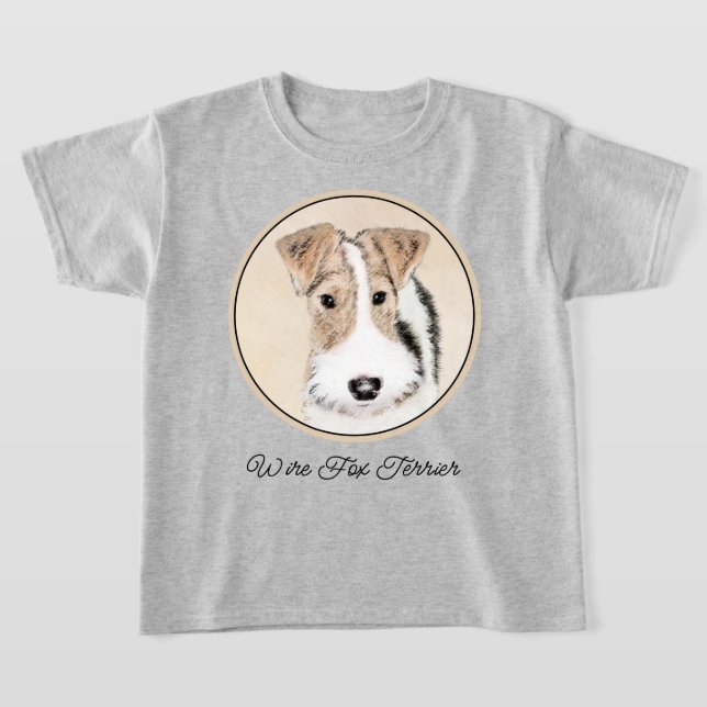 Camiseta Pintura com terrier de Fox com fio - Arte canina o (Postura )