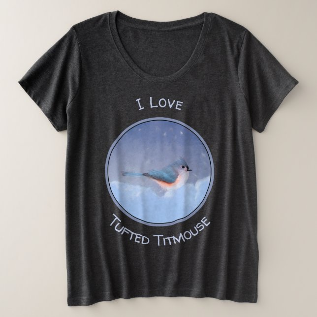 Camiseta Pintura com Titmouse Tufado - Arte Cachorra Origin (Frente do Design)