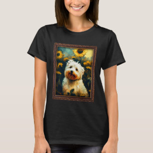 Camiseta Pintura Coton De Tulear Girassol Flor Mãe Mulheres
