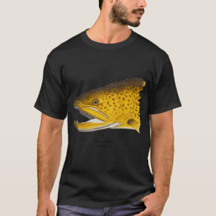 Camiseta Pintura da Cabeça de Truta Marrom 2
