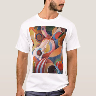 Camiseta Pintura de Abstrato de Música Feita à Mão