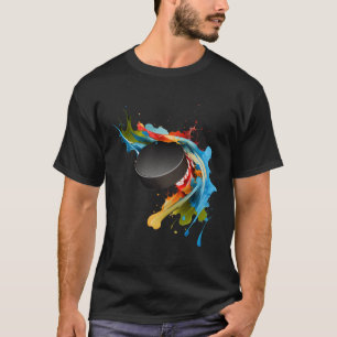 Camiseta Pintura De Abstrato Do Jogador De Hóquei No Gelo