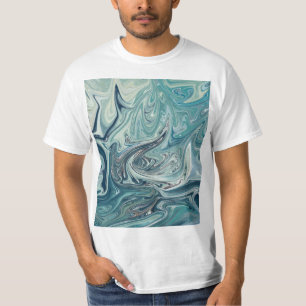 Camiseta Pintura de Abstrato no mar azul
