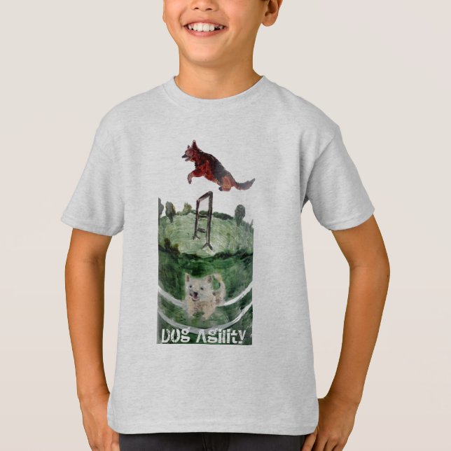 Camiseta Pintura de Agilidade de Cão (Frente)