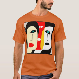 Camiseta pintura de arte abstrato moderna 3 mulheres caras
