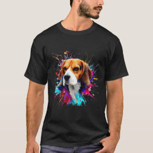 Camiseta Pintura De Beagle Espalha Cachorro Colorido Abstra