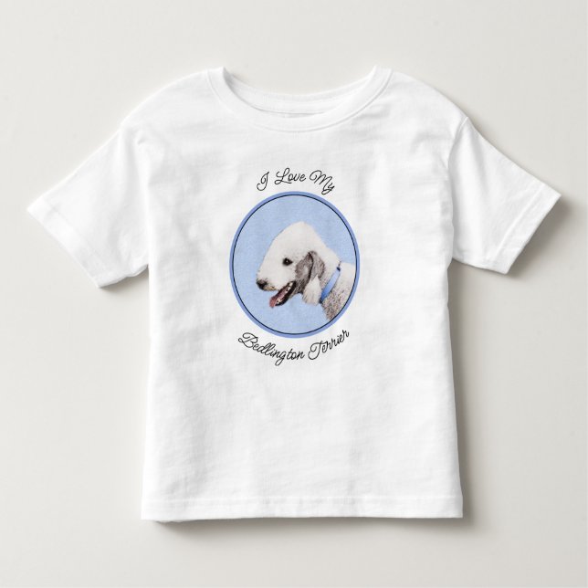 Camiseta Pintura de Bedlington Terrier - Arte de Cachorro O (Frente)