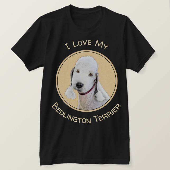 Camiseta Pintura de Bedlington Terrier - Arte de Cachorro O (Frente do Design)