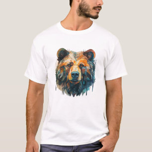Camiseta Pintura de beleza da vida selvagem com urso pardo