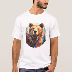 Camiseta Pintura de beleza da vida selvagem com urso pardo