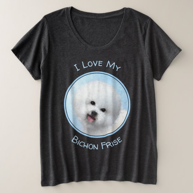 Camiseta Pintura de Bichon Frise - Arte de Cachorro Origina (Frente do Design)