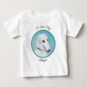 Camiseta Pintura de Borzoi (branca) - Arte de Cachorro Orig