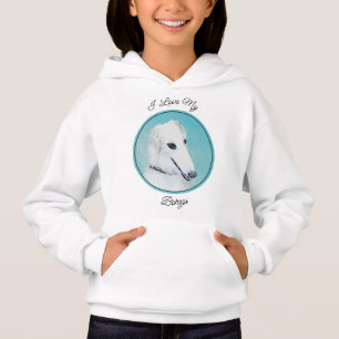 Camiseta Pintura de Borzoi (branca) - Arte de Cachorro Orig