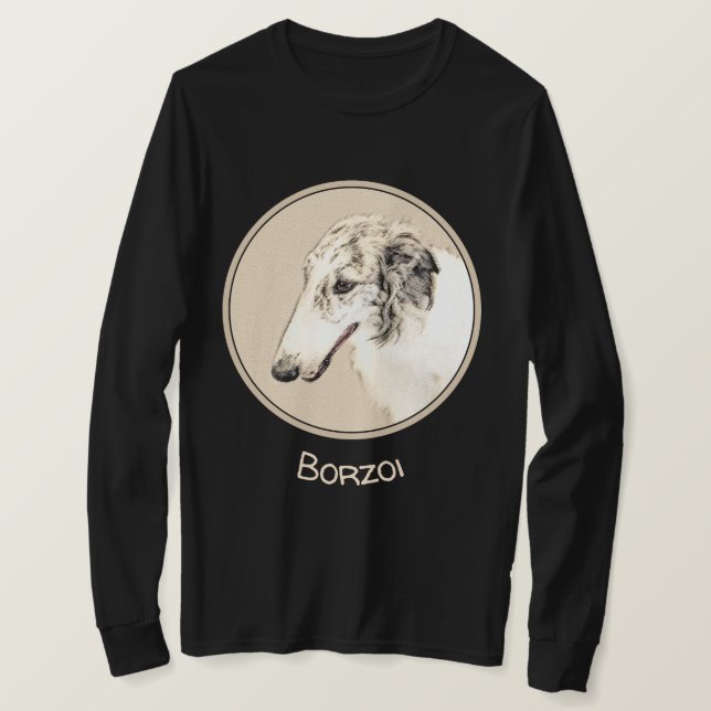 Camiseta Pintura de Borzoi (Silver Brindle) Original (Frente do Design)