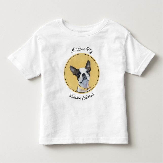 Camiseta Pintura de Boston Terrier - Arte de Cachorro Origi (Frente)