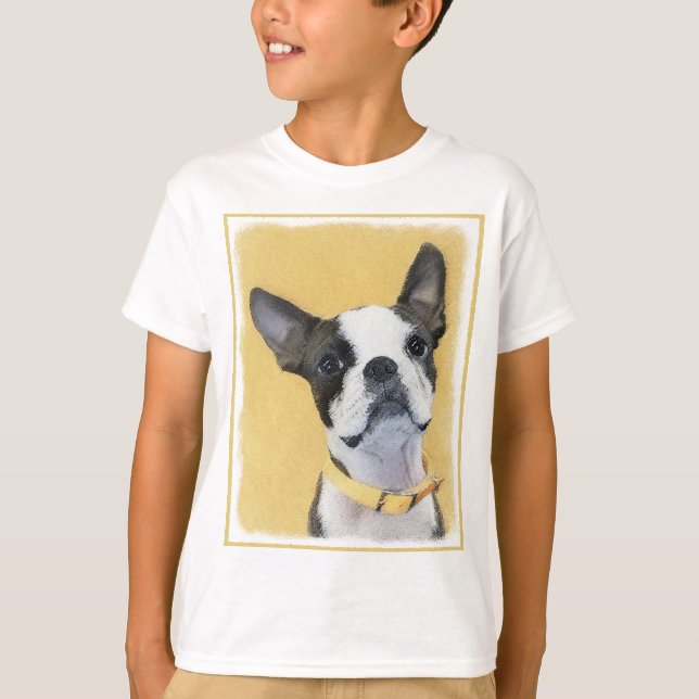 Camiseta Pintura de Boston Terrier - Arte de Cachorro Origi (Frente)