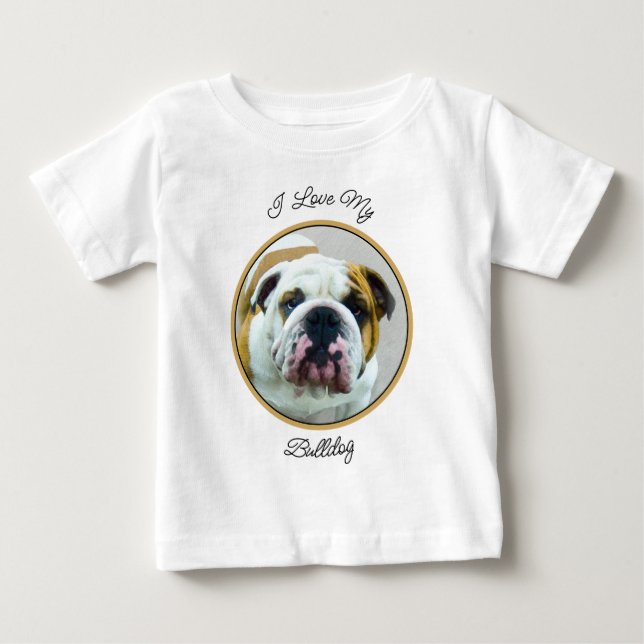 Camiseta Pintura de Buldogue - Arte de Cachorro Original Bo (Frente)
