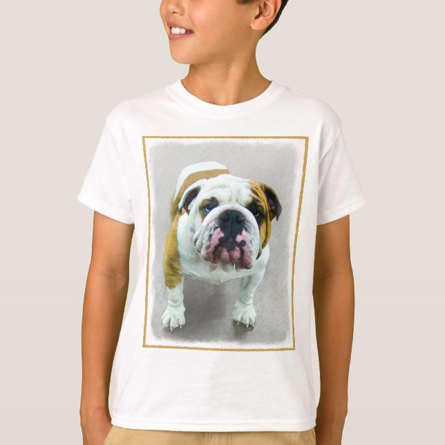 Camiseta Pintura de Buldogue - Arte de Cachorro Original Bo (Frente)