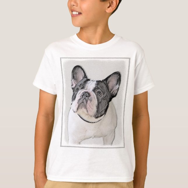 Camiseta Pintura de Bulldog Francês (Brindle Pied) - Arte C (Frente)