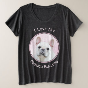 Camiseta Pintura de Bulldog Francês (Cream/Branco) - Arte