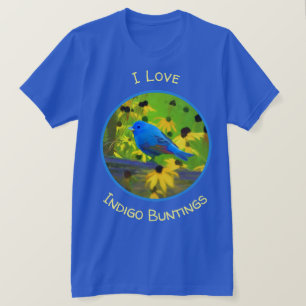 Camiseta Pintura de Bunting Indigo - Arte de Pássaro Origi