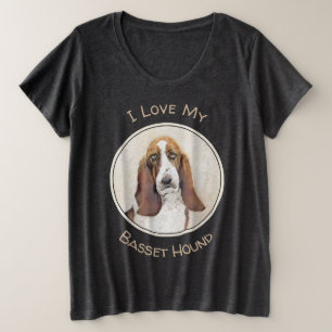 Camiseta Pintura de Cachorro Basset - Arte de Cachorro Orig