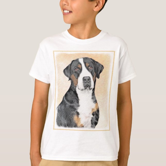Camiseta Pintura de Cachorro da Grande Montanha Suíça - Art (Frente)