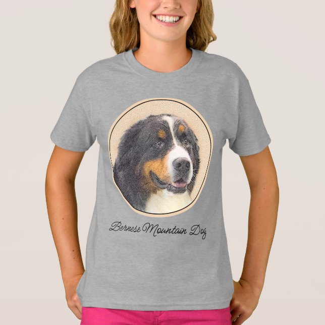 Camiseta Pintura de Cachorro da Montanha Bernese - Arte Ori (Frente)
