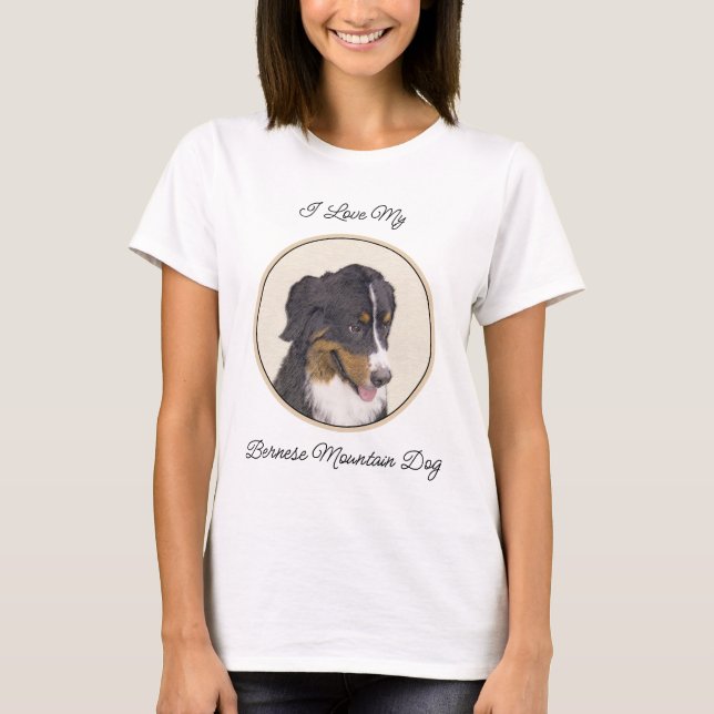 Camiseta Pintura de Cachorro de Montanha Bernese - Arte Ori (Frente)