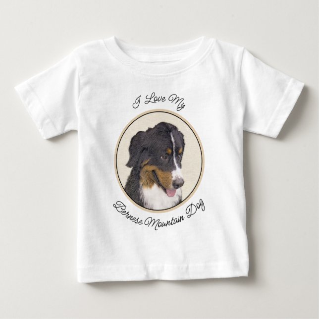 Camiseta Pintura de Cachorro de Montanha Bernese - Arte Ori (Frente)