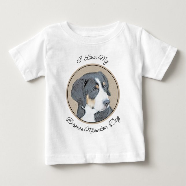 Camiseta Pintura de Cachorro de Montanha Bernese - Arte Ori (Frente)