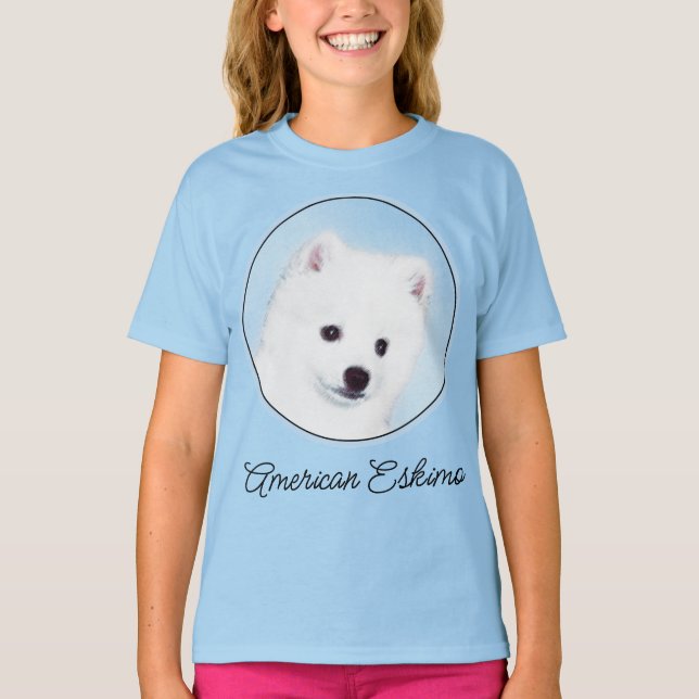 Camiseta Pintura de Cachorro Eskimo Americano - Arte de Cac (Frente)