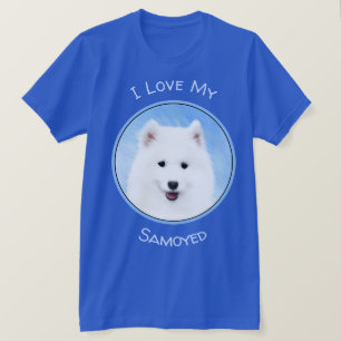 Camiseta Pintura de Cachorro Samoyed - Arte Original de Cac