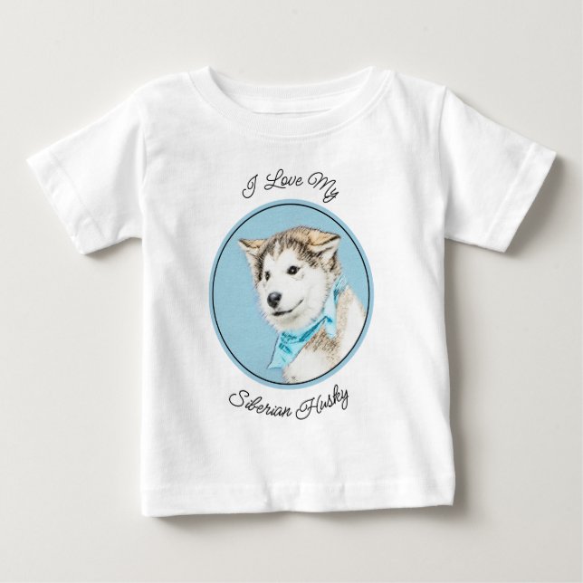 Camiseta Pintura De Cachorro Siberiana - Arte De Cachorro O (Frente)