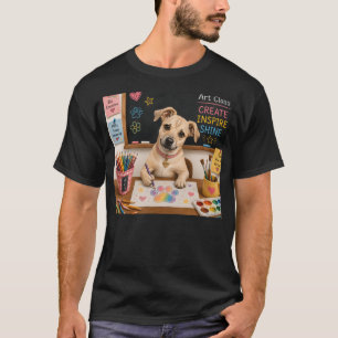 Camiseta Pintura de cachorro simpático da escola Ilustração