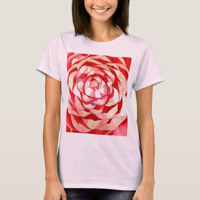 Camiseta Pintura de Camellia abstrato (Frente)