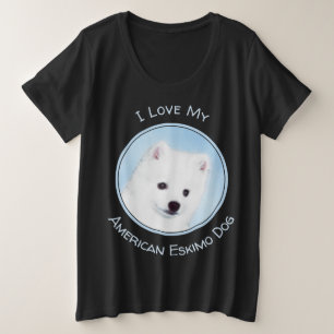Camiseta Pintura de Cão no Esquimó Americano - Arte de C