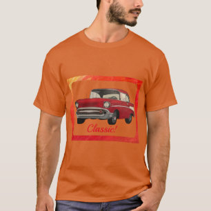 Camiseta Pintura de Carro Vermelho Clássico da Antiga Hora