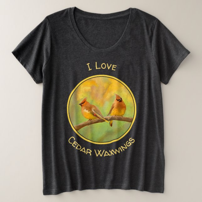 Camiseta Pintura De Cedar Waxwing - Arte De Cachorro Origin (Frente do Design)