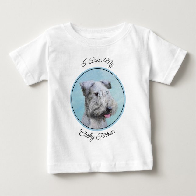 Camiseta Pintura de Cesky Terrier - Arte de Cachorro Origin (Frente)