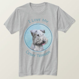 Camiseta Pintura de Cesky Terrier - Arte de Cachorro Origin