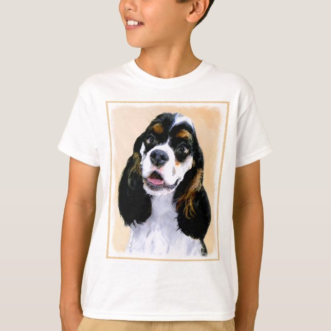 Camiseta Pintura de Cocker Spaniel (Parti) - Arte Original  (Frente)