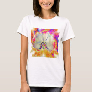 Camiseta Pintura de cor d'água com orquídea abstrato românt