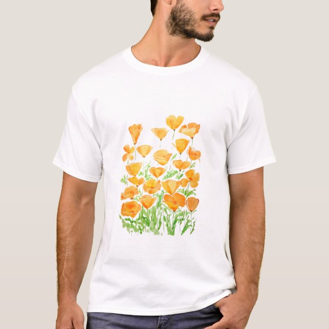 Camiseta pintura de cor d'água laranja da Califórnia (Frente)