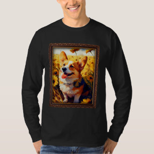 Camiseta Pintura de Corgi Girassol Flor Mãe Mulheres Floral