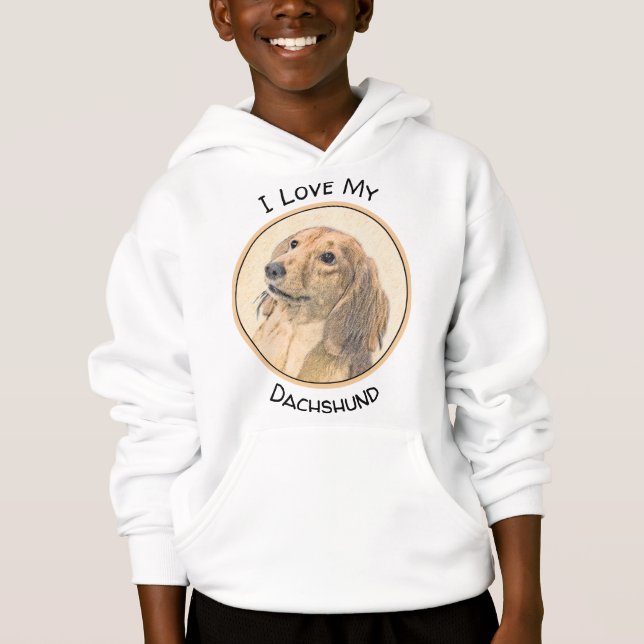 Camiseta Pintura de Dachshund (de pelo longo) - Arte Origin (Frente)