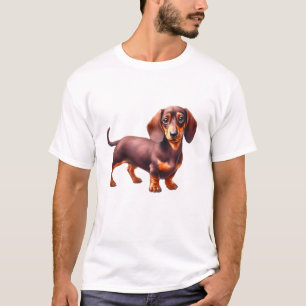 Camiseta Pintura De Dachshund - Pintura De Aquarela De Cach