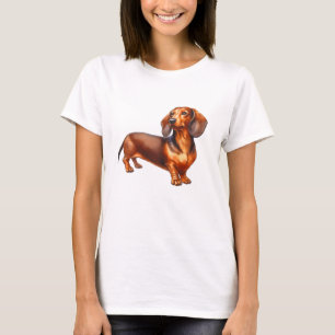 Camiseta Pintura De Dachshund - Pintura De Aquarela De Cach