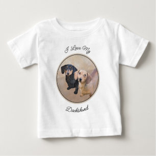 Camiseta Pintura de Dachshund (Smooth) - Arte de Cão Origin