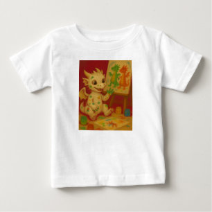 Camiseta pintura de dedo do dragão branco-grande-gordo